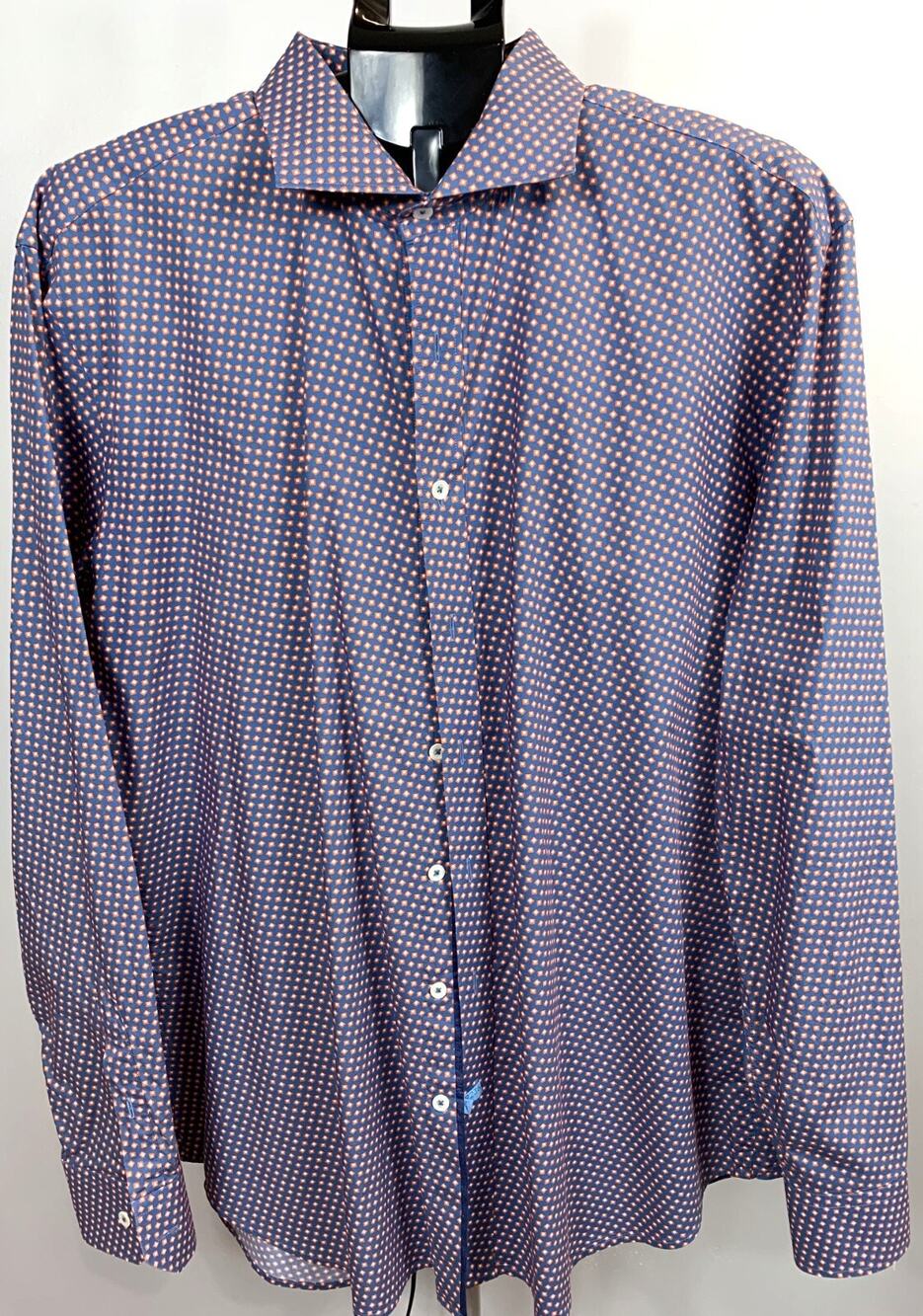 Bugatchi Shaped Fit Long Sleeve Button Down LARGE Men's Colorful Vibrant
